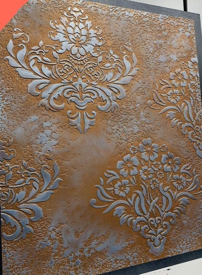 technoart Decorative Floral Wall Stencil, Reusable Putty Design Pattern, 12x12 inch - Image 2